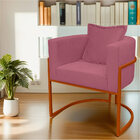 Poltrona Para Sala Base De Metal Bronze Reforçada Liz Veludo