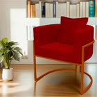 Poltrona Para Sala Base De Metal Bronze Reforçada Liz Veludo