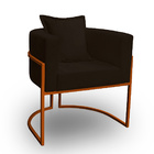 Poltrona Para Sala Base De Metal Bronze Reforçada Liz Veludo