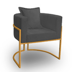 Poltrona Para Sala Base De Metal Dourada Reforçada Liz Veludo