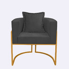 Poltrona Para Sala Base De Metal Dourada Reforçada Liz Veludo