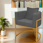 Poltrona Para Sala Base De Metal Dourada Reforçada Liz Veludo