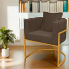 Poltrona Para Sala Base De Metal Dourada Reforçada Liz Veludo