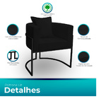 Poltrona Para Sala Base De Metal Preto Reforçada Liz Veludo -