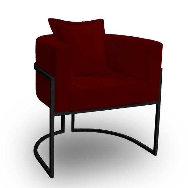 Poltrona Para Sala Base De Metal Preto Reforçada Liz Veludo -