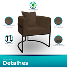 Poltrona Para Sala Base De Metal Preto Reforçada Liz Veludo -