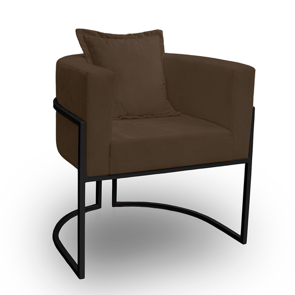 Poltrona Para Sala Base De Metal Preto Reforçada Liz Veludo -