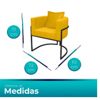Poltrona Para Sala Base De Metal Reforçada Liz Veludo Amarelo