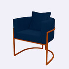 Poltrona Para Sala Base De Metal Reforçada Liz Veludo Azul -