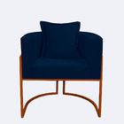 Poltrona Para Sala Base De Metal Reforçada Liz Veludo Azul -