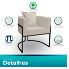 Poltrona Para Sala Base De Metal Reforçada Liz Veludo Bege -