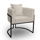 Poltrona Para Sala Base De Metal Reforçada Liz Veludo Bege -