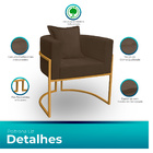 Poltrona Para Sala Base De Metal Reforçada Liz Veludo Capucci