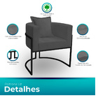 Poltrona Para Sala Base De Metal Reforçada Liz Veludo Cinza -