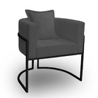 Poltrona Para Sala Base De Metal Reforçada Liz Veludo Cinza -