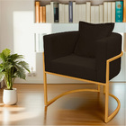 Poltrona Para Sala Base De Metal Reforçada Liz Veludo Marrom