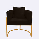 Poltrona Para Sala Base De Metal Reforçada Liz Veludo Marrom