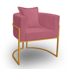 Poltrona Para Sala Base De Metal Reforçada Liz Veludo Rose -
