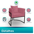 Poltrona Para Sala Base De Metal Reforçada Liz Veludo Rose -