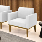 Poltrona Para Sala Base Madeira Castanho Marisa Bouclê D03 -