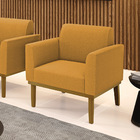 Poltrona Para Sala Base Madeira Castanho Marisa Bouclê D03 -