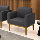 Poltrona Para Sala Base Madeira Castanho Marisa Bouclê Grafit