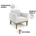 Poltrona Para Sala Base Madeira Castanho Marisa Bouclê Off Wh