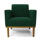 Poltrona Para Sala Base Madeira Castanho Marisa Bouclê Verde