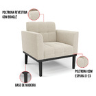 Poltrona Para Sala Base Madeira Fixa Preto Elisa Bouclê D03 -