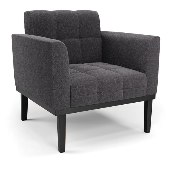 Poltrona Para Sala Base Madeira Fixa Preto Elisa Bouclê D03 -