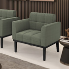 Poltrona Para Sala Base Madeira Fixa Preto Elisa Bouclê D03 -