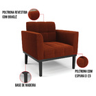 Poltrona Para Sala Base Madeira Fixa Preto Elisa Bouclê D03 -