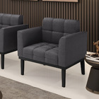 Poltrona Para Sala Base Madeira Fixa Preto Elisa Bouclê Grafi