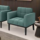 Poltrona Para Sala Base Madeira Fixa Preto Elisa Bouclê Verd