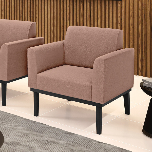 Poltrona Para Sala Base Madeira Preto Marisa Bouclê D03 - D'r