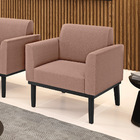 Poltrona Para Sala Base Madeira Preto Marisa Bouclê Rosê D03