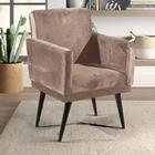 Poltrona Para Sala Com Pés De Madeira Veludo Bege Maldivas Sh