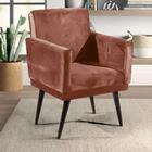 Poltrona Para Sala Com Pés De Madeira Veludo Rose Maldivas Sh