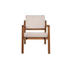 Poltrona Para Sala Comoditá - Jatobá E Tecido Bege - Meu Móve