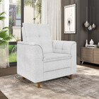 Poltrona Para Sala Confortável Decorativa Laura Bouclê Off Wh