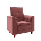 Poltrona Para Sala Confortável Decorativa Laura Veludo Rosê