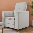 Poltrona Para Sala Confortável Decorativa Londres Linho Cinza