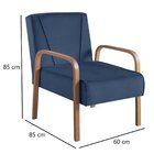 Poltrona Para Sala De Estar Agata Em Veludo Azul Marinho