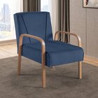 Poltrona Para Sala De Estar Agata Em Veludo Azul Marinho