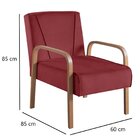 Poltrona Para Sala De Estar Ágata Em Veludo Vermelho