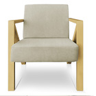 Poltrona Para Sala De Estar Angel Corano Bege Base Metálica D