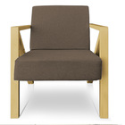 Poltrona Para Sala De Estar Angel Linho Areia Base Metálica D