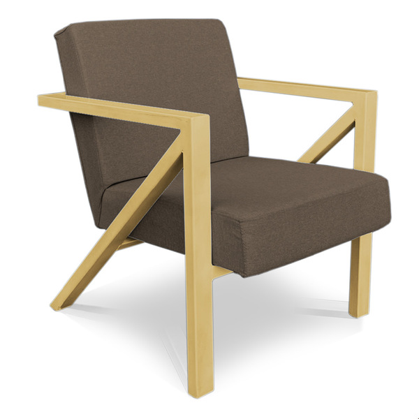 Poltrona Para Sala De Estar Angel Linho Areia Base Metálica D