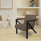 Poltrona Para Sala De Estar Angel Linho Areia Base Metálica P