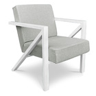 Poltrona Para Sala De Estar Angel Linho Base Metálica Branca